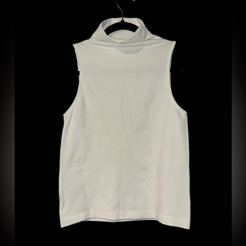 Athleta Flurry Ribbed Base Layer Sleeveless Mock Neck Tank Top White Size S